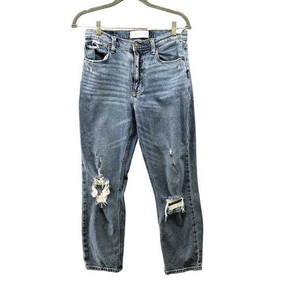 Abercrombie & Fitch Denim - Abercrombie & Fitch Mom Jean Womens Size 4 / 27 Blue Distressed Ripped Stretch